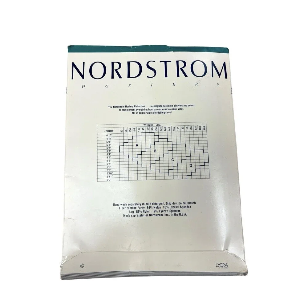 Nordstrom Vintage Sheer To Waist Lycra Hosiery Style 92 Black Illusion Sz B NEW